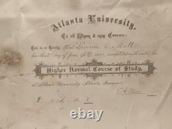 Post Civil War HBCU University Of Atlanta Diploma 1877. Signed ByPres. E. A Ware