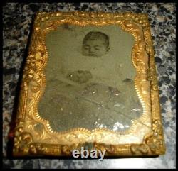 Post-Mortem Tintype of Deceased Peaceful Baby Girl/Boy Child, ca 1860s Civil War