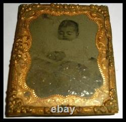 Post-Mortem Tintype of Deceased Peaceful Baby Girl/Boy Child, ca 1860s Civil War