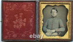 Pre Civil War Daguerreotype of corporal with great tinting to uniform coat etc