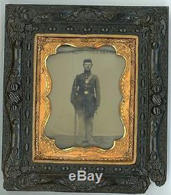 Quarter-Plate Ambrotype of Civil War Soldier in Thermoplastic Wall Frame