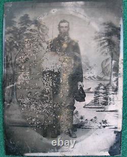 Quarter Plate Armed Civil War Soldier Tintype circa 1862