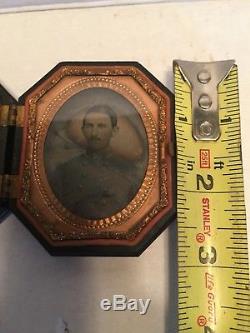 RARE 100% Original Civil War Confederate Officer Ambrotype 1/16 plate & case