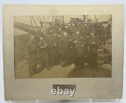 RARE 1863 Mounted Civil War Group Photo US Navy UNION Officers USS Richmond VA