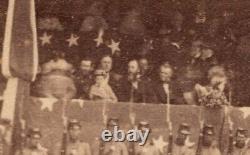 RARE 1865 Albumen Photograph of Andrew Johnson & Ulysses S Grant at Grand Review