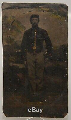 RARE 2nd US Dragoon Cavalry Civil War Soldier Tintype Armed 1/8th plate