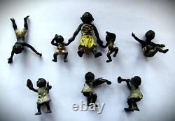 RARE Antique Black Americana Miniature Figurines Musical Family Civil War Era