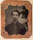 Rare! Civil War Confederate Rebel In Uniform Hand Tinted Tintype 1/6th Plate