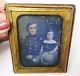 Rare Civil War Daguerreotype With Officer And Child 1/4 Plate Double Elliptical