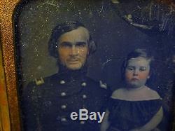 Rare CIVIL War Daguerreotype With Officer And Child 1/4 Plate Double Elliptical