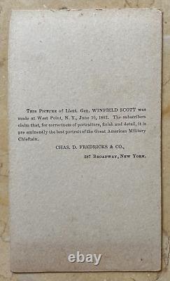 RARE! CIVIL WAR UNION LT GENERAL WINFIELD SCOTT by C. D. FREDRICKS CDV PHOTO 1862