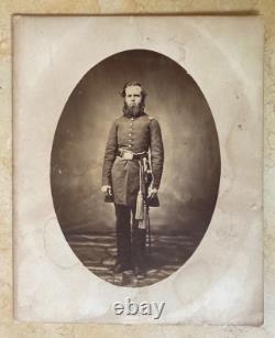 RARE! CIVIL WAR UNION OFFICER with SWORD FULL PLATE SALT PRINT PHOTO c1864