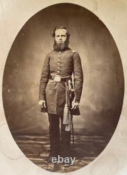 RARE! CIVIL WAR UNION OFFICER with SWORD FULL PLATE SALT PRINT PHOTO c1864