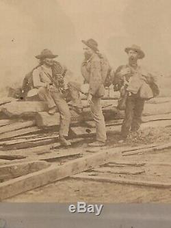 RARE Civil War Gettysburg Confederate Prisoners Stereograph Framed Oversized