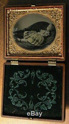 RARE Pair of Ferrotype / TinType Death Photos of Little Girl Civil War Era
