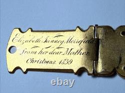 RARE Pre Civil War 1859 Brass Engraved Clasp Christmas Elizabeth Merrefield CDV