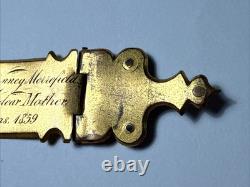RARE Pre Civil War 1859 Brass Engraved Clasp Christmas Elizabeth Merrefield CDV