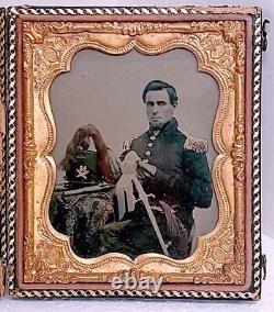 RARE ca 1855 -1861 Civil War Pre Civil War US Officer Soldier AMBROTYPE Photo