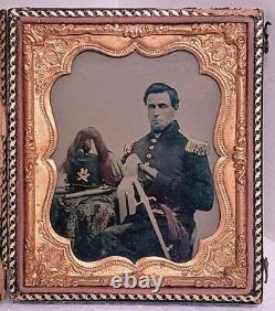 RARE ca 1855 -1861 Civil War Pre Civil War US Officer Soldier AMBROTYPE Photo