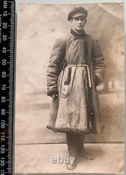 RUSSIAN Civil War Early Cheka Officer Revolver Red Army Soldier Antique Photo