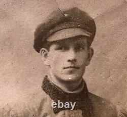 RUSSIAN Civil War Early Cheka Officer Revolver Red Army Soldier Antique Photo