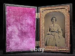 Rare 1/8 CDV Thermoplastic Union Case CIVIL War Lady In Mint Minus Condition