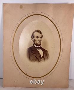 Rare Abraham Lincoln Imperial Albumen Photo w 1865 Civil War Tax Stamp