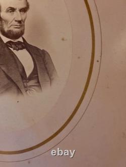 Rare Abraham Lincoln Imperial Albumen Photo w 1865 Civil War Tax Stamp