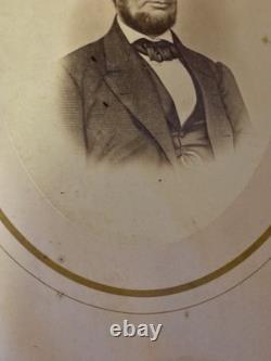 Rare Abraham Lincoln Imperial Albumen Photo w 1865 Civil War Tax Stamp