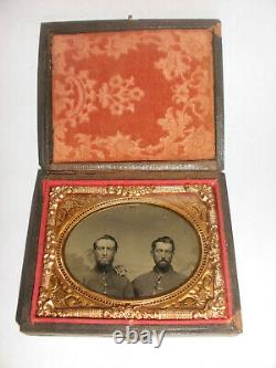Rare Antique Civil war two soldiers tintype photo