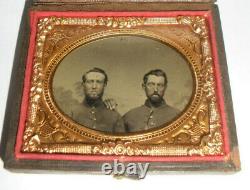 Rare Antique Civil war two soldiers tintype photo