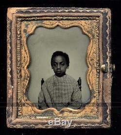 Rare Antique Slave Era Pre Civil War Ambrotype Photo of an African American Boy