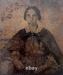 Rare! CIVIL War Era Woman 1/6 Plate Pannotype Photograph 1860