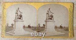 Rare! CIVIL War Freed Slave's Statue To Abraham Lincoln 1876 Stereoview Photo
