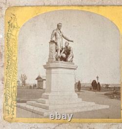 Rare! CIVIL War Freed Slave's Statue To Abraham Lincoln 1876 Stereoview Photo