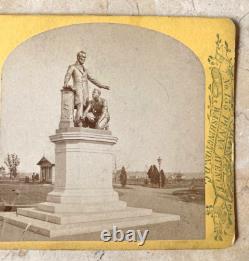 Rare! CIVIL War Freed Slave's Statue To Abraham Lincoln 1876 Stereoview Photo