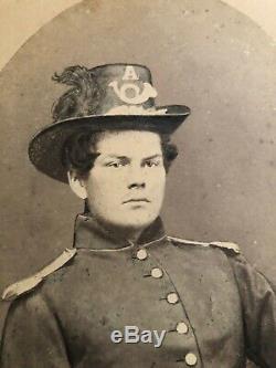 Rare CIVIL War Infantry Soldier Hardee Hat Epaulettes Uniform Albumen Photograph