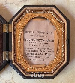 Rare! CIVIL War Octagon Shape 1/9 Plate Tintype /ambrotype Union Case 1861