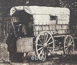 Rare! CIVIL War Union Army Of Potomac Hq Petersburg Telegraph Batt. Wagon Photo