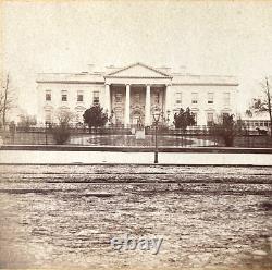 Rare! CIVIL War Union President Lincoln's White House Stereo Photo 1861