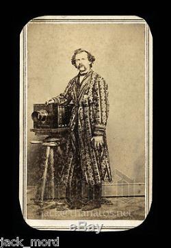 Rare Civil War Era Photographer in Work Coat with His Camera 1860s CDV Photo