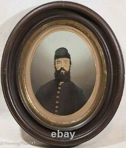 Rare Civil War Portrait Tintype Photograph Full Plate 8 x 6.5'' Framed & Fine