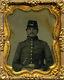 Rare Civil War Tintype Of A Double Armed Ohio Soldier Wearing Ovm Belt Plate