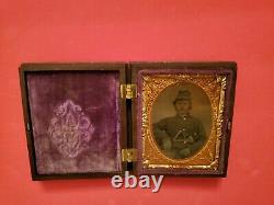 Rare Double Armed 9th Plate Tintype Of A Civil War Soldier