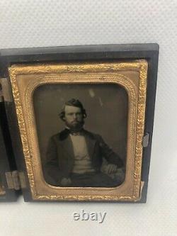 Rare! Mourning Civil War Era Daguerreotype in Genuine Union Case Locks Of Hair