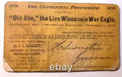 Rare Old Abe Civil War Eagle 8th WI Regiment CDV Signed by Gov of Wisconsin