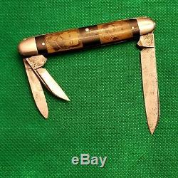 Rare Old Novelty Cut Co Civil War General Picture Whittler Pocket Knife Knives
