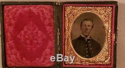 Rare Original CIVIL War 9th Plate Tintype Of Soldier With Nice Buttons