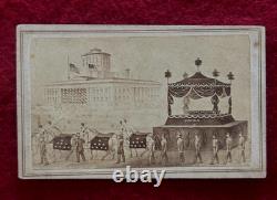 Rare Original Lincoln Funeral Hearse CDV Photo Columbus, Ohio Statehouse 1865