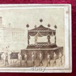 Rare Original Lincoln Funeral Hearse CDV Photo Columbus, Ohio Statehouse 1865